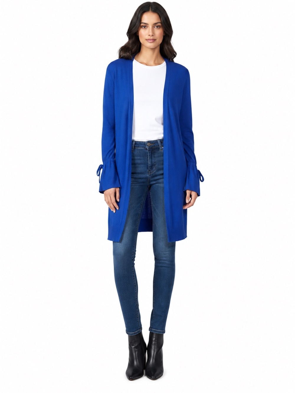 Halogen Royal Blue Open-Front Cardigan with Tie Sleeves LARGE